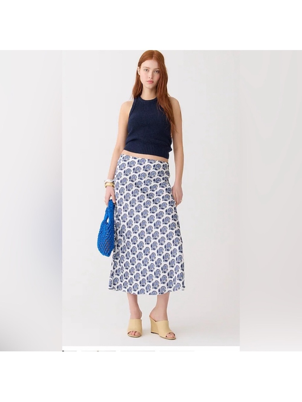 J.Crew Gwyneth slip skirt bouquet block print